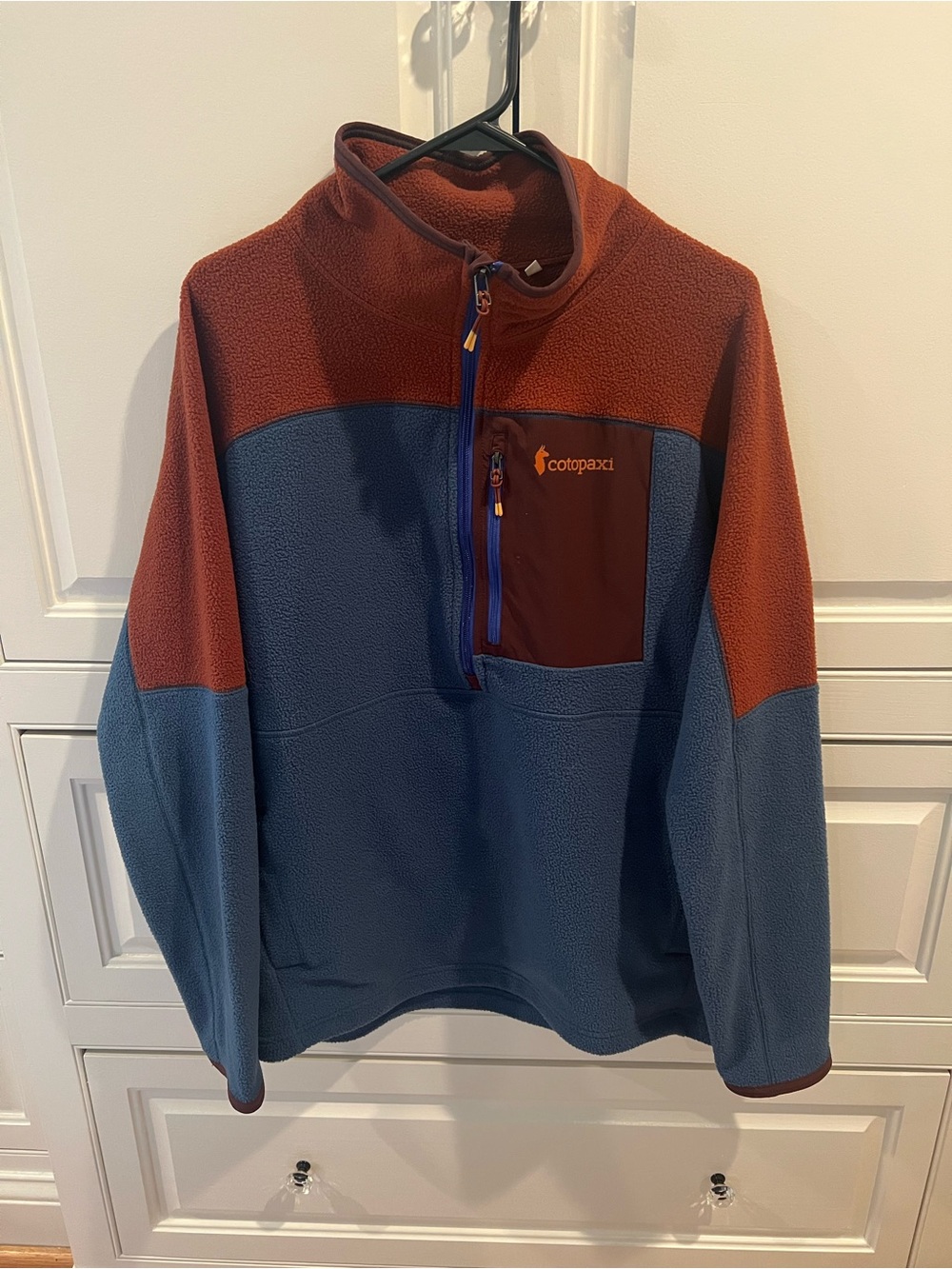 Cotopaxi Men’s Two-Tone Half-Zip Fleece Pullover - Rust & Slate Blue NWOT
